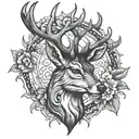 a 2d cool deer tattoo design idea