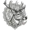 a 2d cool deer tattoo design idea