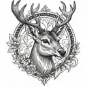 a 2d cool deer tattoo design idea