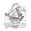 A minimalist tattoo of a paper boat sailing through a coffee cup tattoo design idea