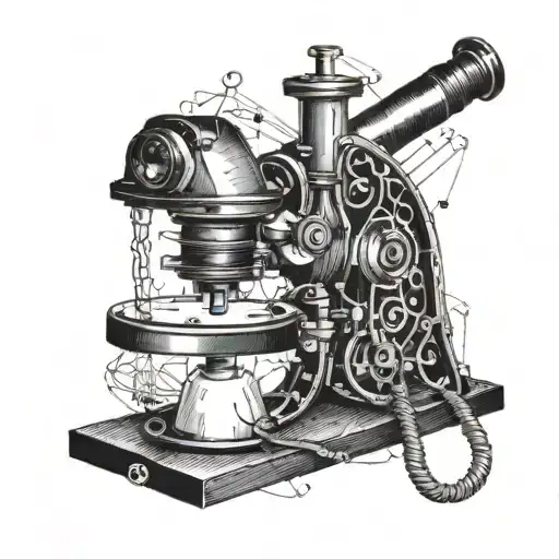 microscope surrounded by dna tattoo design idea