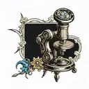 microscope surrounded by dna tattoo design idea