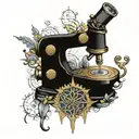 microscope surrounded by dna tattoo design idea