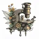 microscope surrounded by dna tattoo design idea