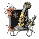 microscope surrounded by dna tattoo design idea