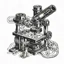 microscope surrounded by dna tattoo design idea