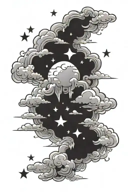 chosen one clouds and stars tattoo design idea