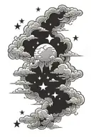 chosen one clouds and stars tattoo design idea