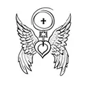 a heart with a cross going through the left side with angel wings on the right side  tattoo design idea
