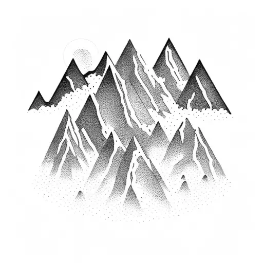 waterfall and mountain tattoo design idea