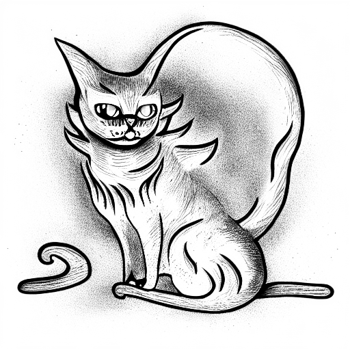 ghost cat in hell tattoo design idea