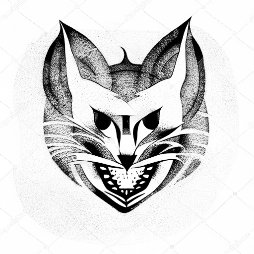 ghost cat in hell tattoo design idea