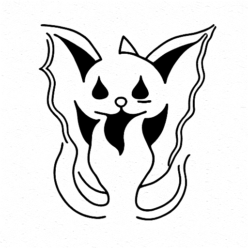 ghost cat in hell tattoo design idea