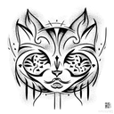 ghost cat in hell tattoo design idea