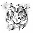 ghost cat in hell tattoo design idea