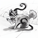 ghost cat in hell tattoo design idea