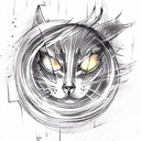 ghost cat in hell tattoo design idea