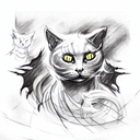 ghost cat in hell tattoo design idea