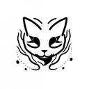 ghost cat in hell tattoo design idea