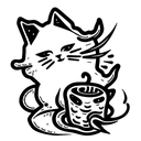 ghost cat in hell tattoo design idea