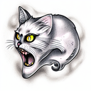 ghost cat in hell tattoo design idea