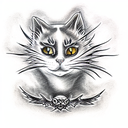 ghost cat in hell tattoo design idea