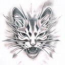 ghost cat in hell tattoo design idea