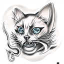 ghost cat in hell tattoo design idea