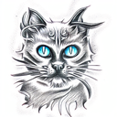 ghost cat in hell tattoo design idea