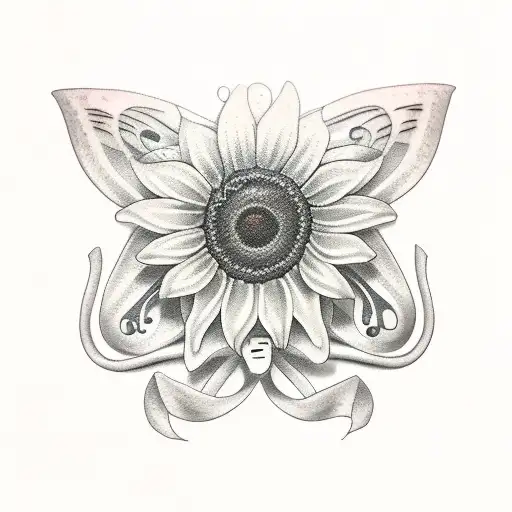 butterfly,  Sunflower vine, music notes  tattoo design idea