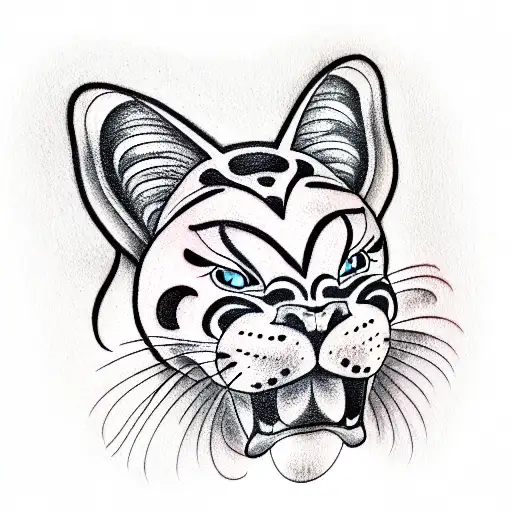 Panther with butterfly  tattoo design idea