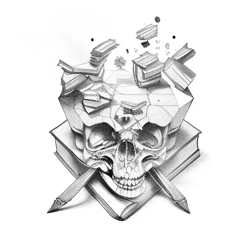 stack of books tattoo design idea