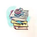 stack of books tattoo design idea