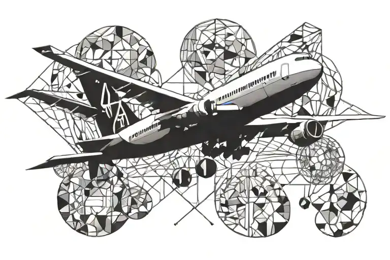 Boeing 747 airplane flying tattoo design idea