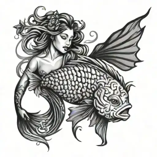  virgo women pisces fish swimming tattoo design idea