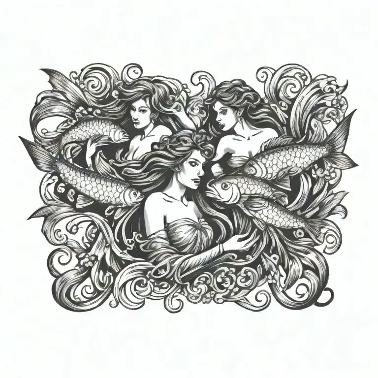 virgo women pisces fishes tattoo design idea
