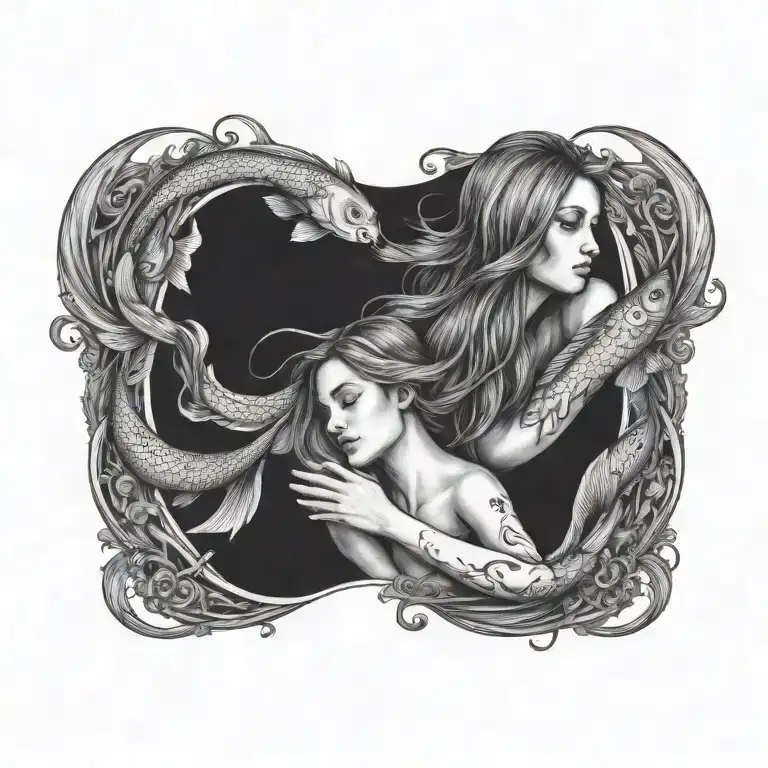 virgo women pisces fishes swimming together tattoo design idea