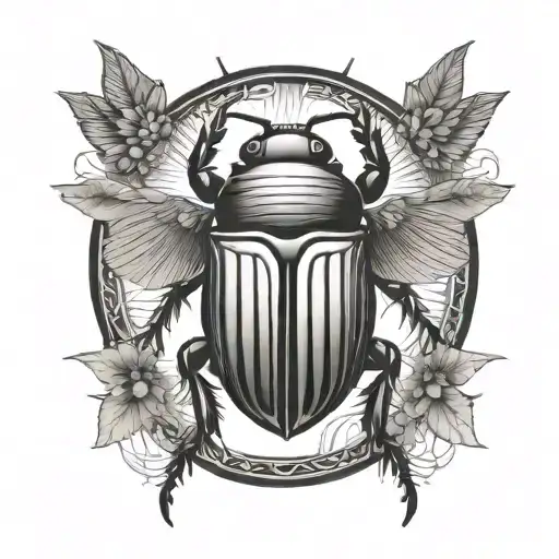 scarab beetle sun tattoo design idea