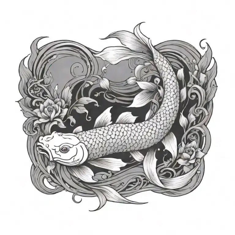 koi fish swimming around virgo women  tattoo design idea