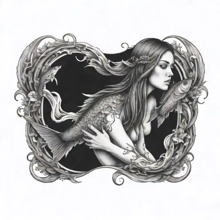 virgo women pisces fish swimming tattoo design idea