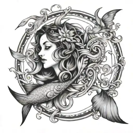 pisces fish swimming virgo women  tattoo design idea