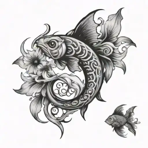 pisces fish around virgo women tattoo design idea