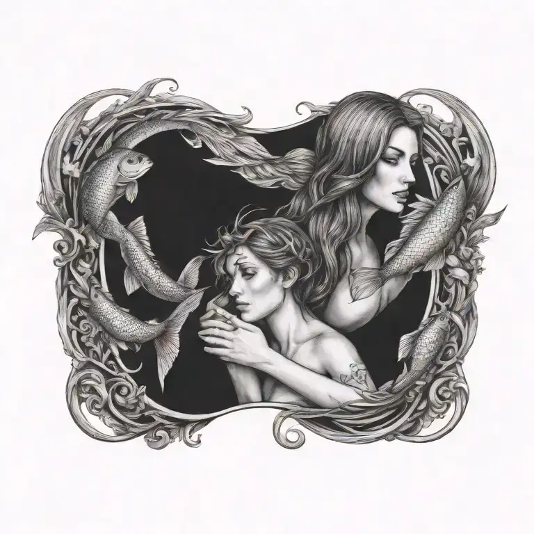 virgo women pisces fishes swimming together tattoo design idea