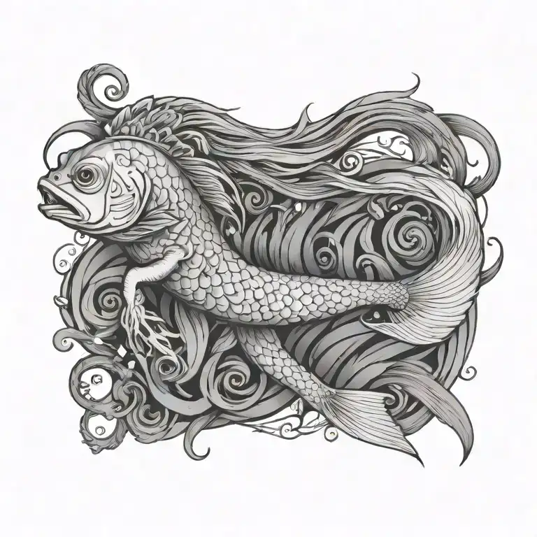 virgo women pisces fish swimming tattoo design idea