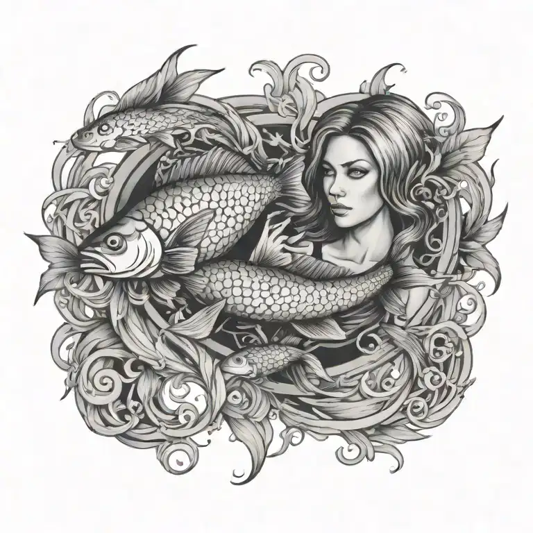 virgo women pisces fish swimming tattoo design idea
