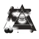A minimalist design of the all-seeing eye within a pyramid, representing enlightenment and exploration tattoo design idea