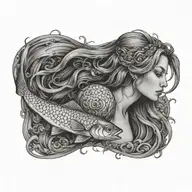 virgo women with pisces fish swimming tattoo design idea