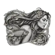 virgo women with pisces fish swimming tattoo design idea