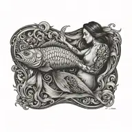 virgo women pisces fish swimming tattoo design idea