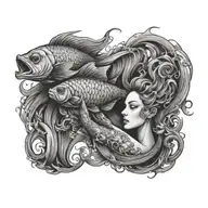 virgo women pisces fish swimming tattoo design idea